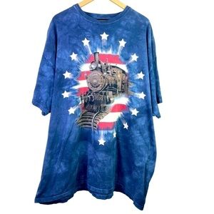 The Mountain Men’s Silverton, CO Blue Tie Dye Train T-shirt